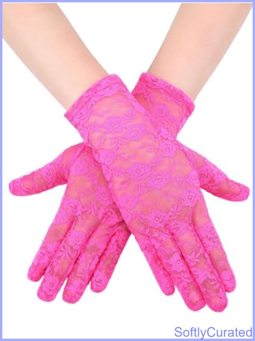 Lace Gloves Nylon Spandex Sheer Short Floral Tea Party Wedding Dressy Women